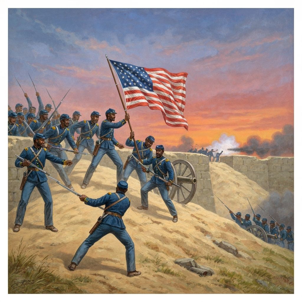 The 54th Massachusetts Regiment charging Fort Wagner