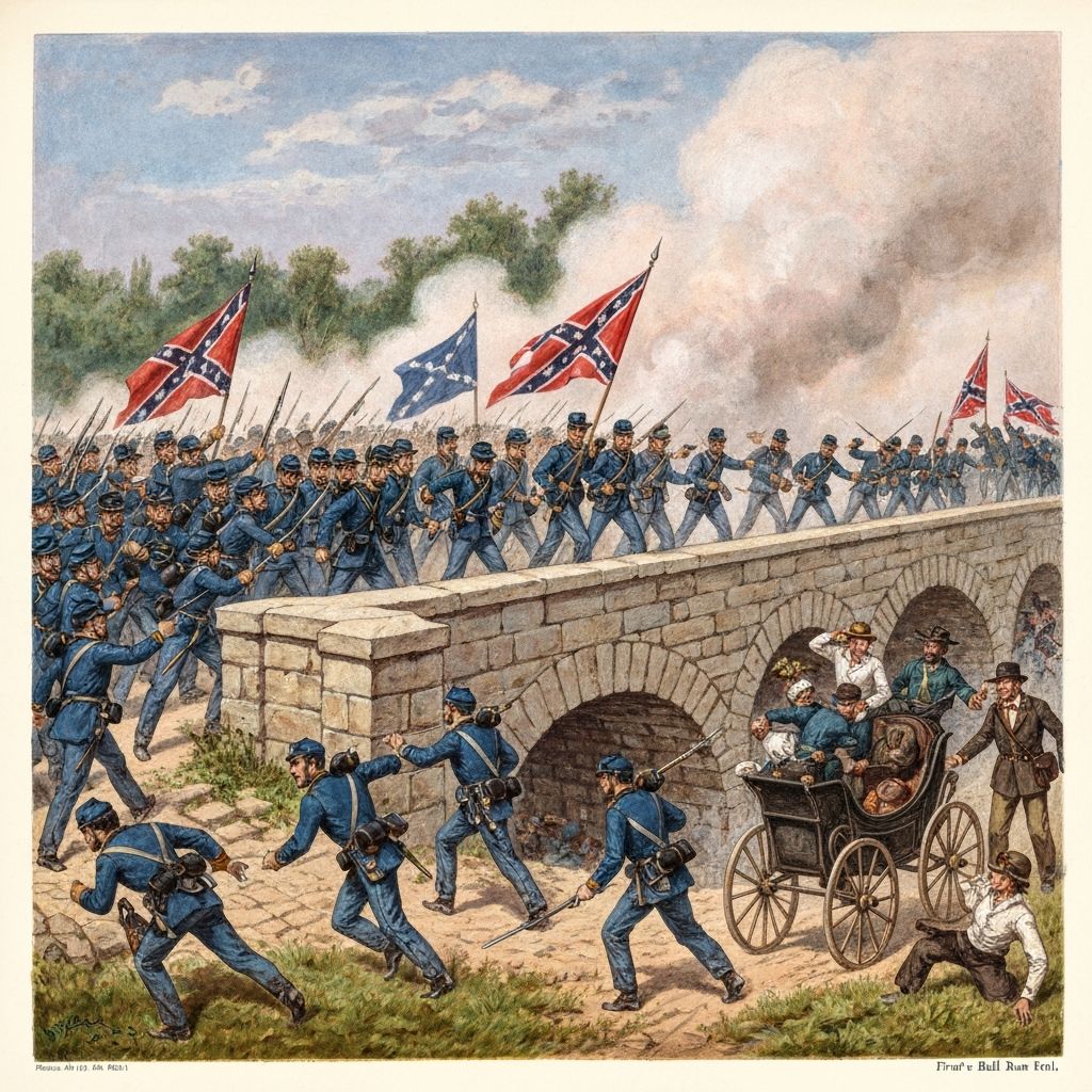 The chaotic retreat of Union forces at First Bull Run