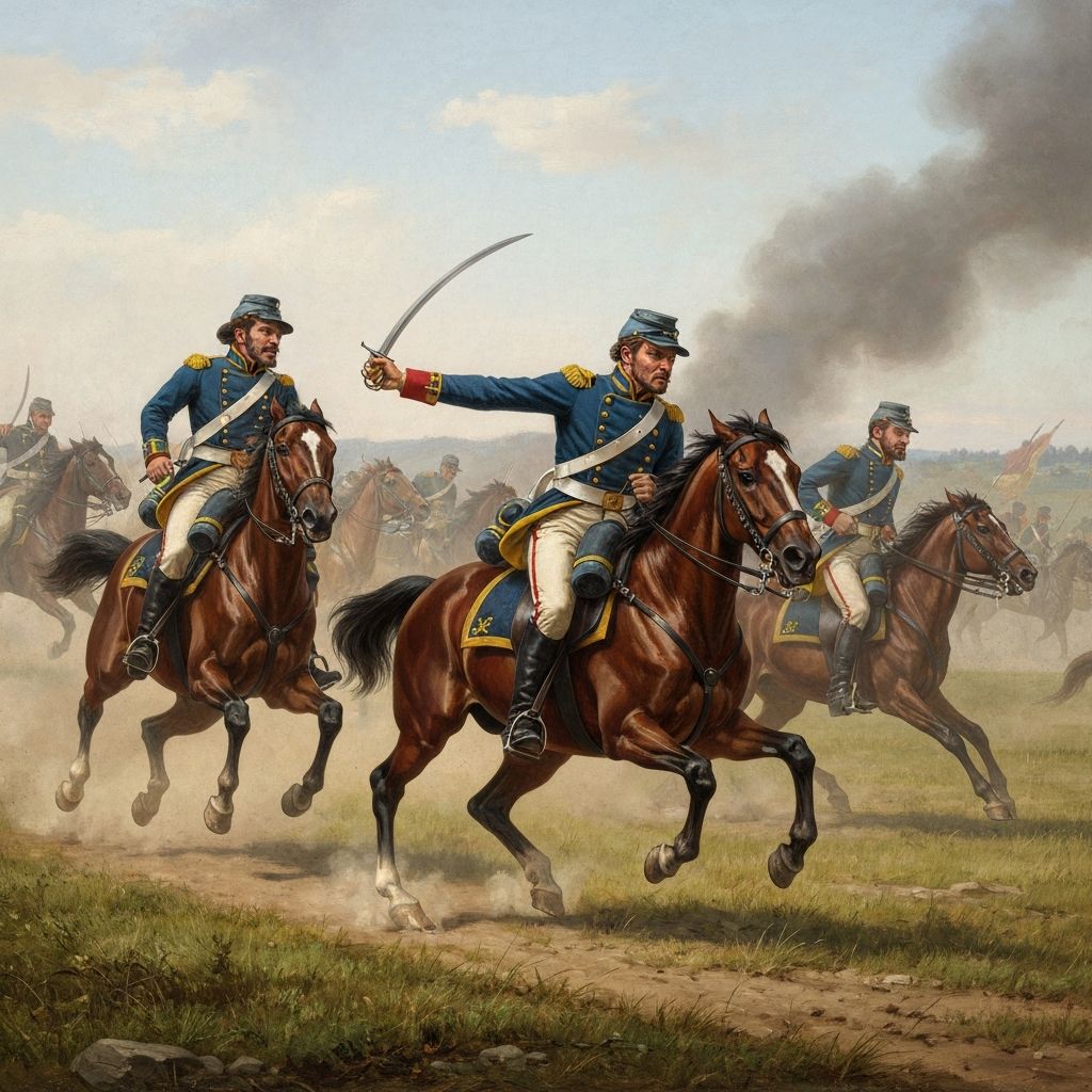 Union cavalry charging across an open field