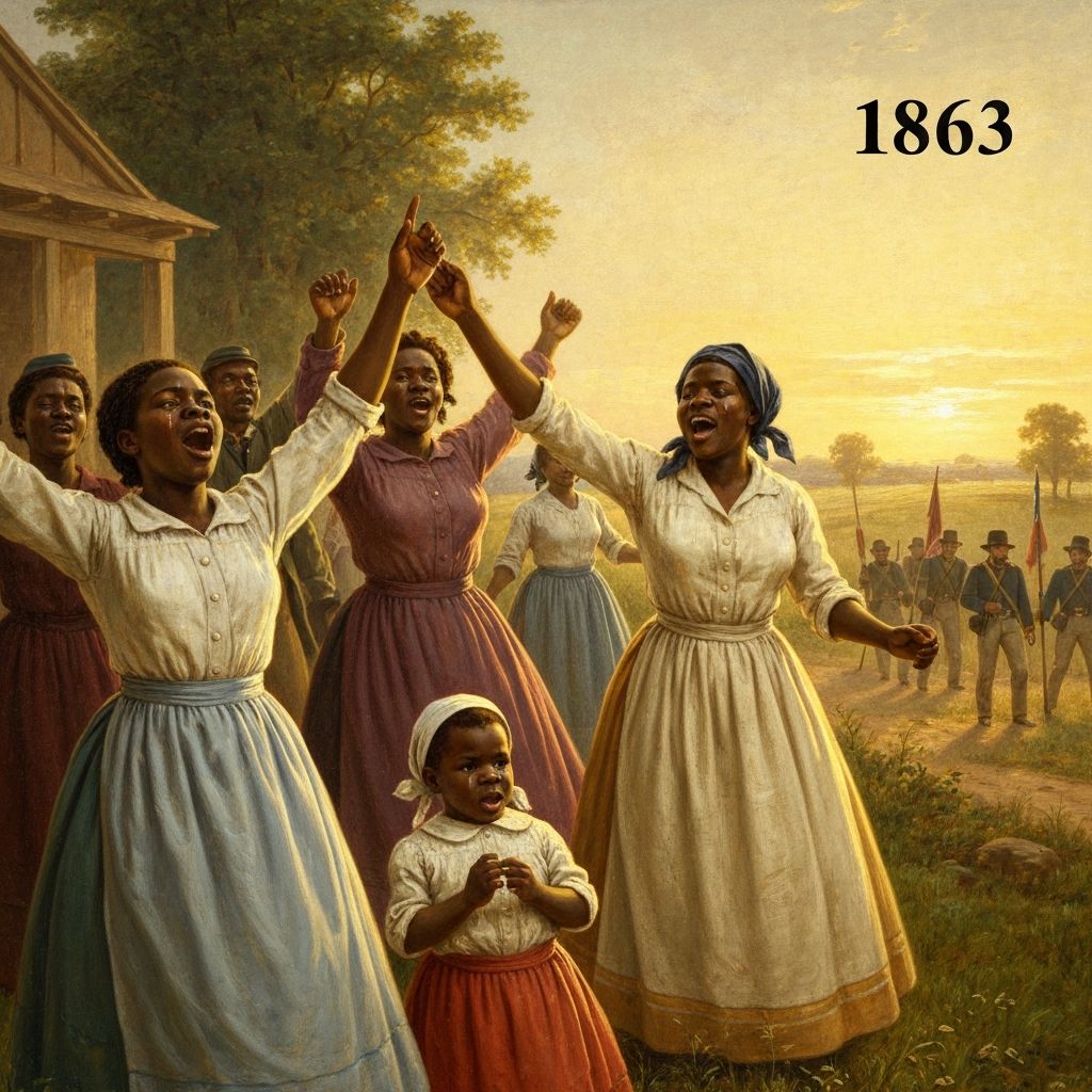 African Americans celebrating the Emancipation Proclamation